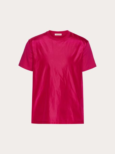 Valentino CREWNECK COTTON T-SHIRT WITH WASHED TAFFETA PANEL