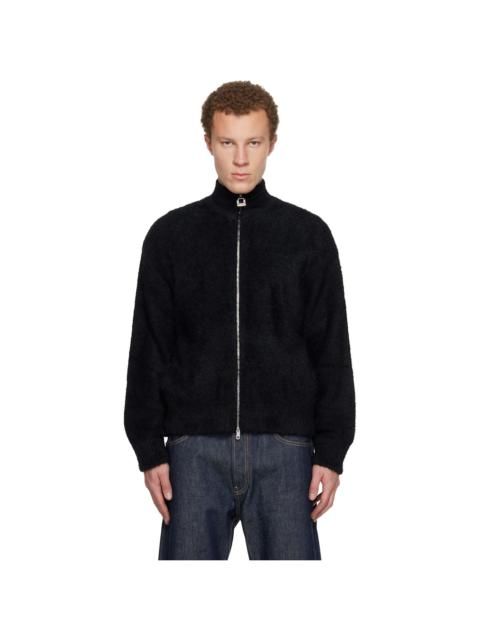 Wooyoungmi Black Hairy Zip-up Sweater