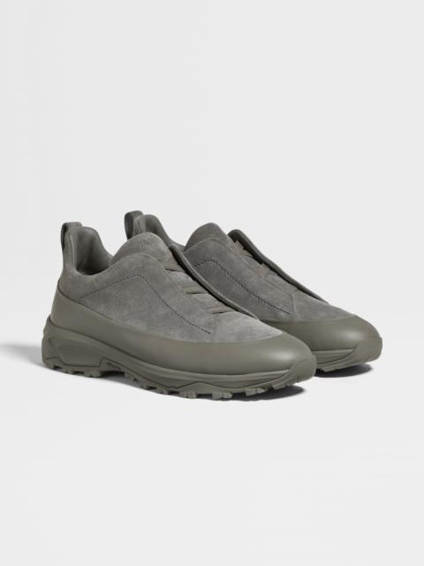 ZEGNA GREY SUEDE AND LEATHER TRIPLE STITCH™ MONTE SNEAKERS