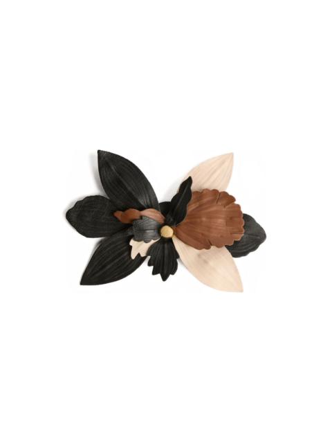 PUCCI leather flower brooch
