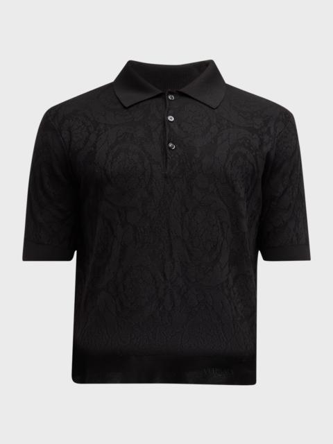 Men's Tonal Barocco Knit Polo Shirt