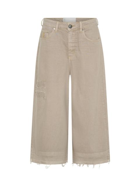 ONE TEASPOON 720'S Mid Waist Super Long Length Denim Jorts - Stone