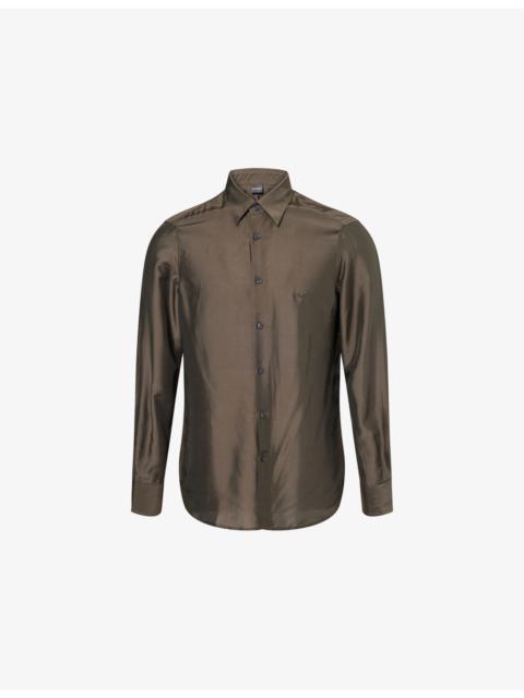 EMPORIO ARMANI Embroidered-Logo Sport Modal-Silk Blend Shirt
