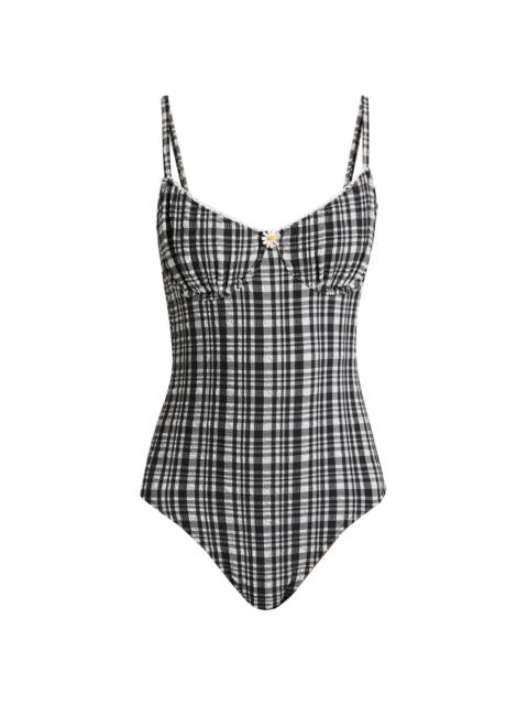 Solid & Striped Women's The Taylor Plaid Seersucker One-Piece Swimsuit - Noir