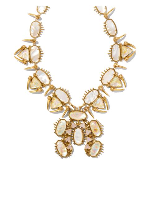 KENDRA SCOTT Odessa Vintage Gold Statement Necklace in Iridescent Abalone