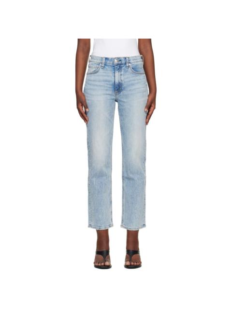 rag & bone Blue Harlow Ankle Straight Jeans