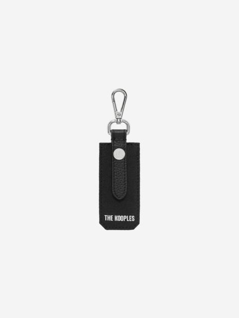 The Kooples BLACK CANVAS AND GRAINED LEATHER KEY RING