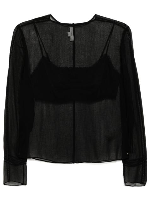 Vince chiffon lace-trim blouse
