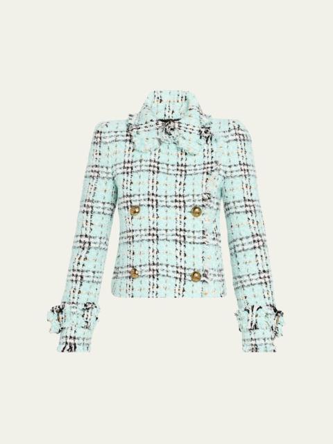 Burberry Tweed Check Double-Breasted Jacket