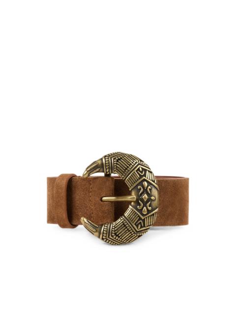 ba&sh engraved-buckle suede belt