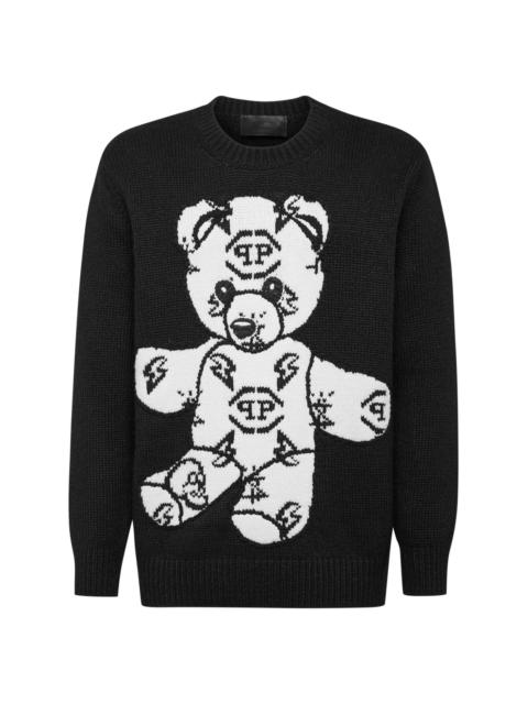 PHILIPP PLEIN Teddy Bear embroidered-jacquard jumper