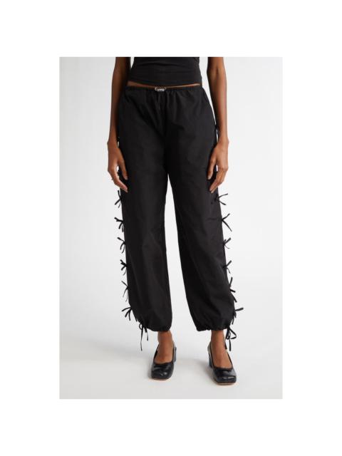 Sandy Liang Poppet Bow Trim Pants in Black at Nordstrom