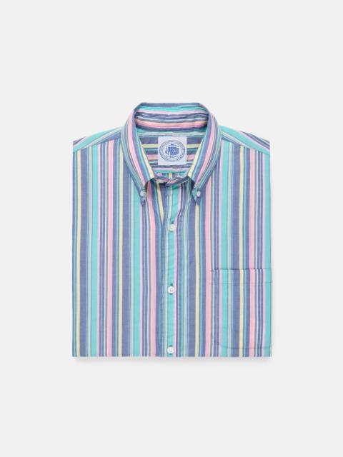 J. PRESS BLUE & PURPLE STRIPE SHORT SLEEVE SPORT SHIRT - CLASSIC FIT