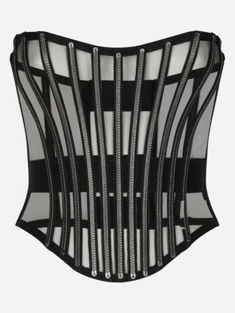 Tulle corset belt with boning