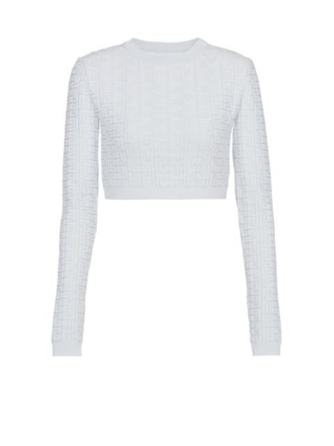 Balmain Cropped knit jumper with Balmain monogram