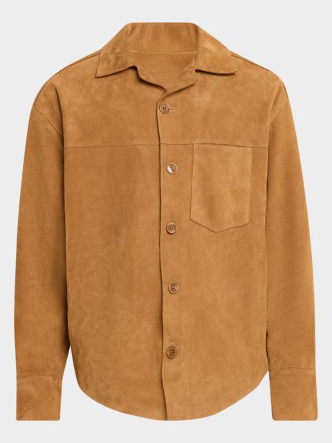 AMI Paris Men's Leather Button-Down Overshirt