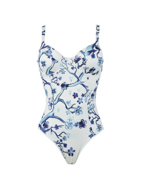 Vilebrequin Women V-neckline One-piece Swimsuit Cherry Blossom