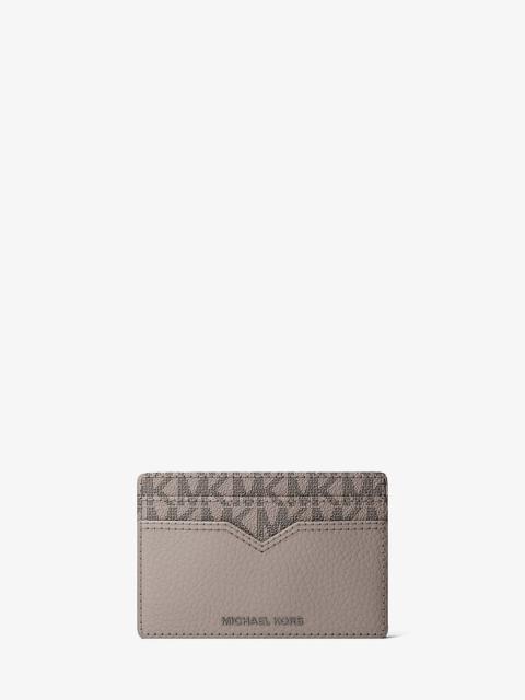 MICHAEL KORS Hudson Pebbled Leather and Signature Logo Money Clip Card Case