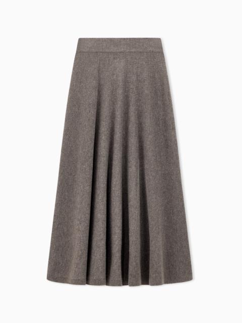 EMPORIO ARMANI SKIRT IN VIRGIN WOOL AND CASHMERE WITH RIBBED WAISTBAND
