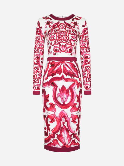 Dolce & Gabbana Majolica-print charmeuse midi dress