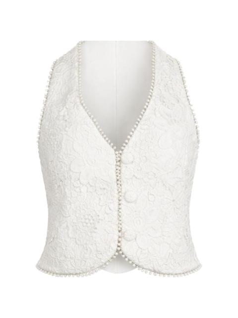 WAIMARI floral lace button vest