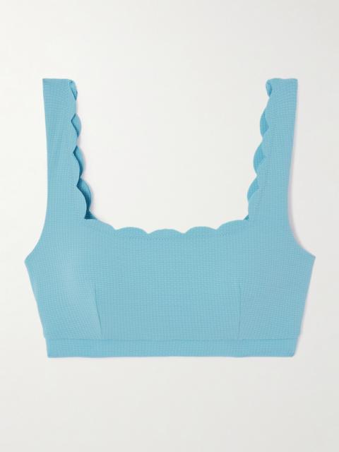 MARYSIA Palm Springs Scalloped Seersucker Bikini Top