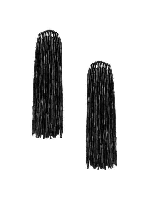 Oscar de la Renta Women's Cascade Tassel Beaded Drop Clip-On Earrings - Black