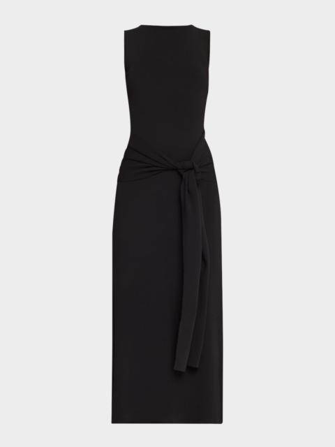 LAPOINTE Waist-Tie Sleeveless Matte Viscose Midi Dress