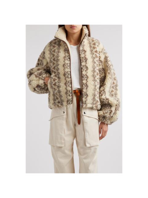 Isabel Marant Étoile Mackensy Faux Shearling Bomber Jacket in Ecru/Brown at Nordstrom