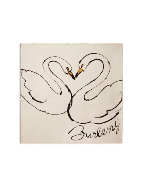 Burberry swan-print silk scarf