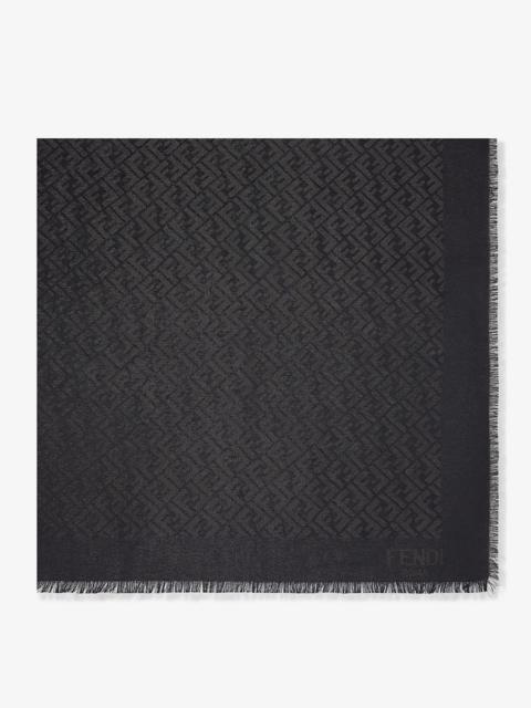 FENDI Black silk, viscose and wool shawl