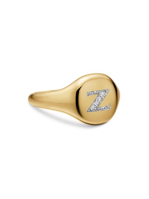 DAVID YURMAN Women's DY Initial Pinky Ring in 18K Yellow Gold - Z Letter