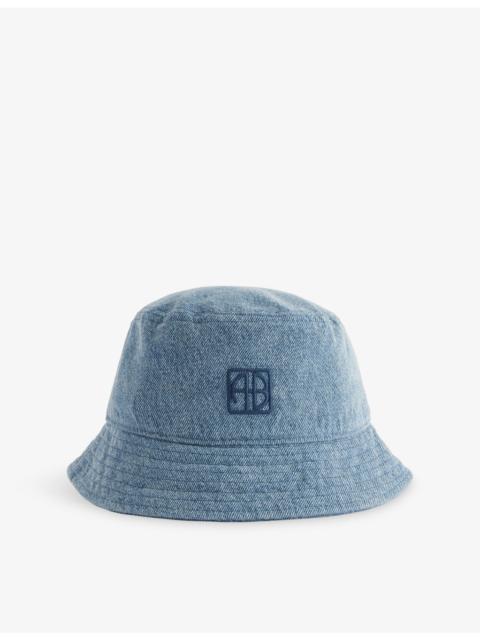 ANINE BING Nicks Monogram-Embroidery Denim Bucket Hat
