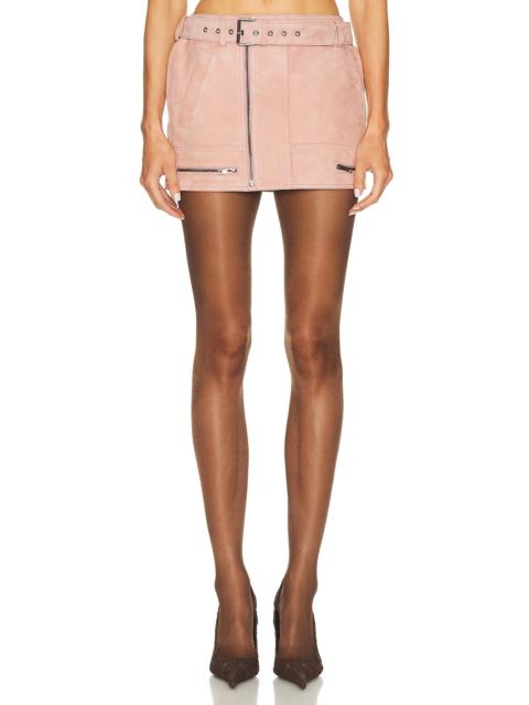 ALEX PERRY Biker Suede Mini Skirt