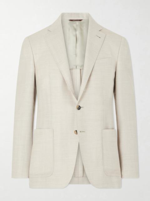 Canali Kai Herringbone Wool, Linen and Silk-Blend Blazer