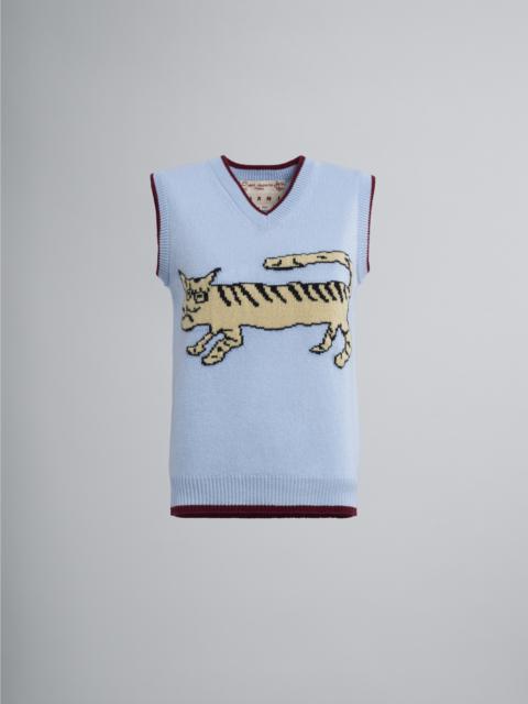 Marni NAIF TIGER INLAID WOOL AND CASHMERE VEST