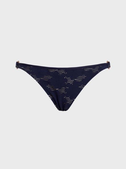 Vilebrequin WOMEN MINI BRIEF BIKINI BOTTOM JACQUARD FLEUR BRODERIE ANGLAISE