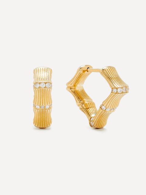 Yvonne Léon 9ct Gold Bamboo Diamond Hoop Earrings