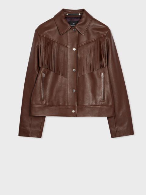 Paul Smith Women's Chocolate Brown Leather Fringe Jacket