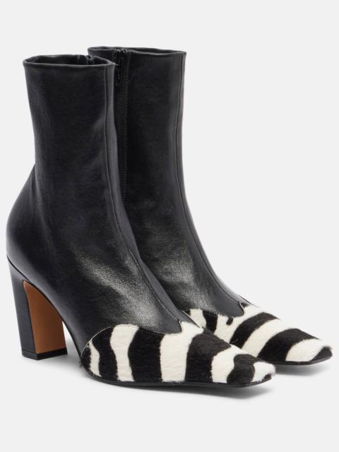 KHAITE Nevada 85 calf hair and leather ankle boots