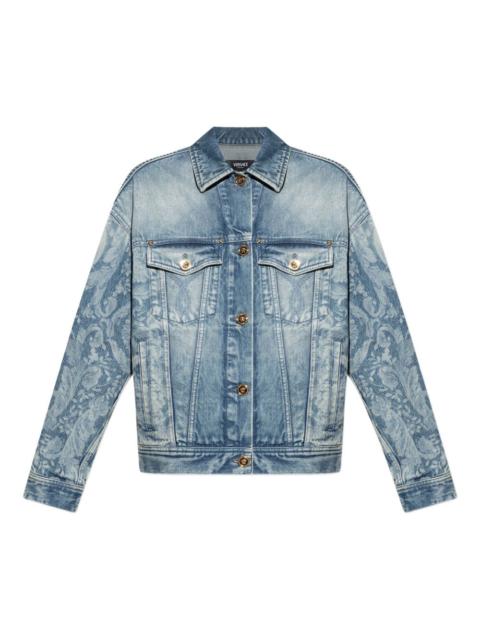 VERSACE floral-print denim jacket