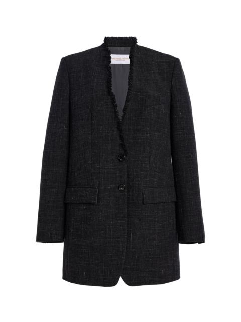 MICHAEL KORS COLLECTION Frayed Wool-Linen Blazer dark grey