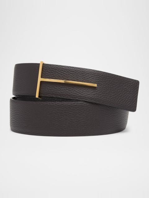 TOM FORD Men & apos;s Reversible Leather T-Buckle Belt