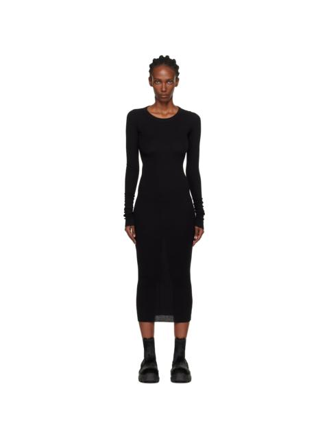 Rick Owens Black Concordians Rib Long Sleeve Midi Dress