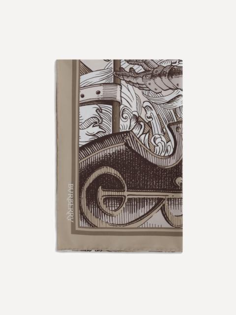 Burberry Knight Engraving print silk Scarf