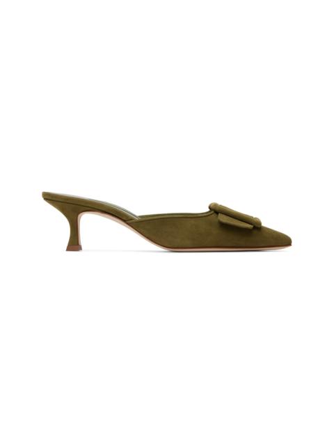 Manolo Blahnik Khaki Maysale Heels