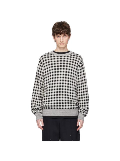 TAKAHIROMIYASHITA TheSoloist. Gray & Off-White Regular Fit Jacquard Crew Neck Sweater