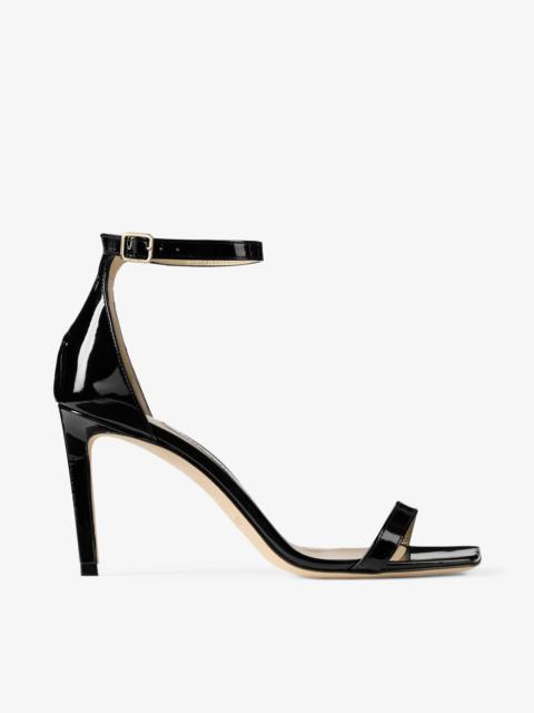 JIMMY CHOO Alva 85
Black Liquid Metal Leather Sandals