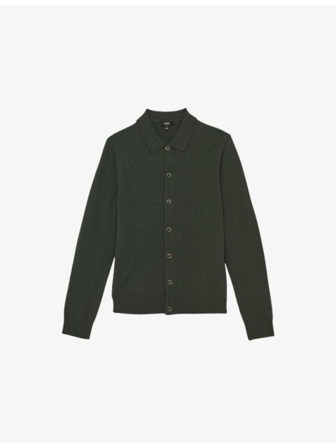 REISS Gideon V-Stitch Wool Knitted Cardigan