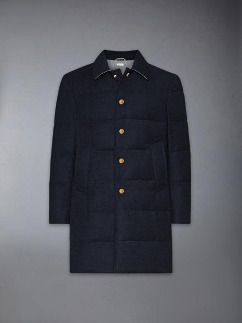 Thom Browne DOWNFILLED CLASSIC BAL COLLAR O/C W/ TONAL GROSGRAIN IN WOOL FLANNEL